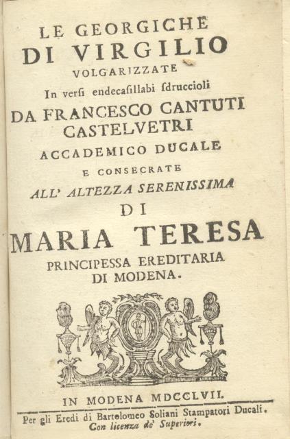 LE GEORGICHE DI VIRGILIO. Volgarizzate in versi endecasillabi sdruccioli da …