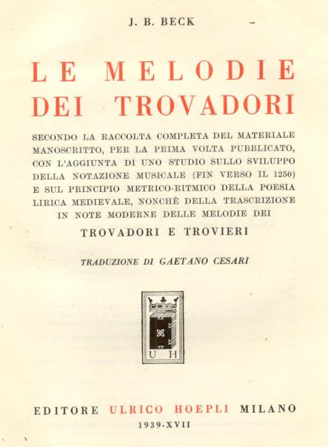 LE MELODIE DEI TROVADORI.
