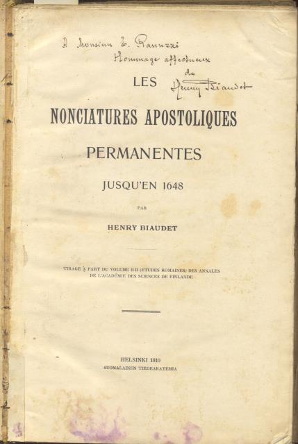 LES NONCIATURES APOSTOLIQUES PERMANENTS JUSQU'EN 1648 / LES NONCIATURES APOSTOLIQUES …