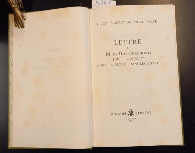 LETTRE A M. DE B. (BACHAUMONT) SUR LE BON GOÛT …