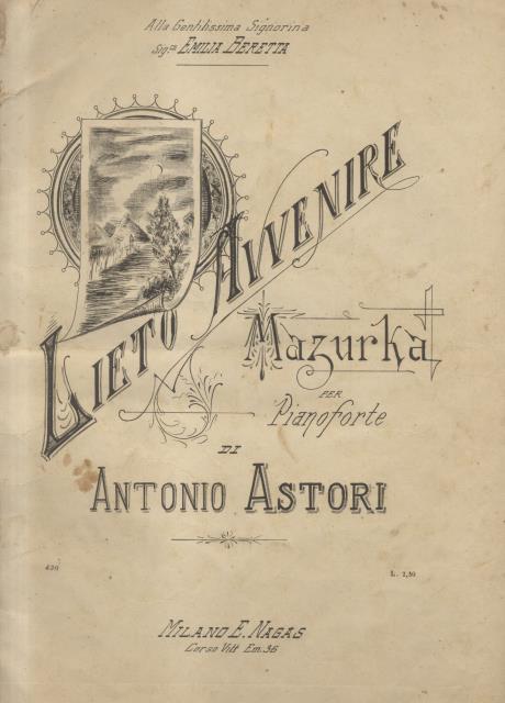LIETO AVVENIRE. Mazurka per Pianoforte (Pl.n°430).