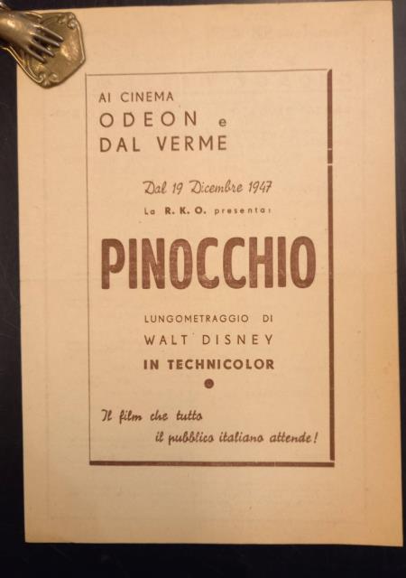 Locandina originale per la proiezione del film "Pinocchio", lungometraggio di …