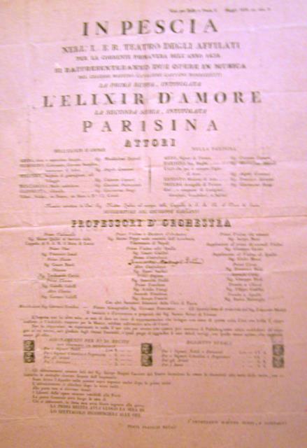 Locandina originale per la rappresentazione nell'I. e R.Teatro degli Affiliati …