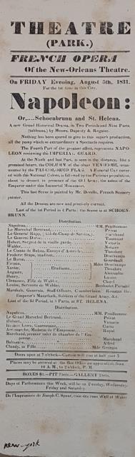 Locandina originale per una esecuzione di "Napoleon: Or, Schoenbrunn and …