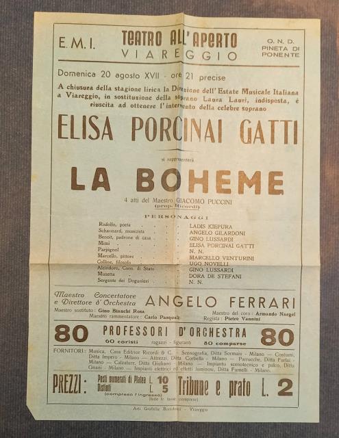 Locandina originale per una rappresentazione dell'opera "La Bohème" di Giacomo …