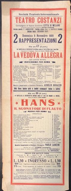 Locandina per le operette "La vedova allegra" di Franz Lehar …