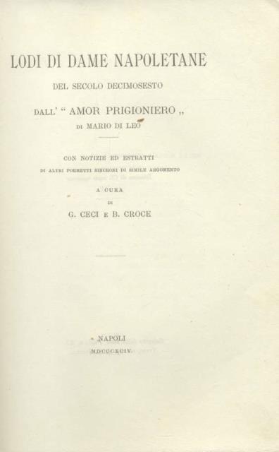 LODI DI DAME NAPOLETANE DEL SECOLO DECIMOSESTO DALL'"AMOR PRIGIONIERO" DI …