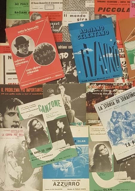 Lotto di 12 spartiti di canzoni di Adriano Celentano. 1961-1978.
