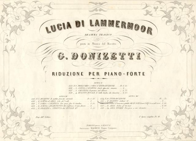 LUCIA DI LAMMERMOOR (1835). Dramma tragico. Duetto "Ashton! Sì". Riduzione …