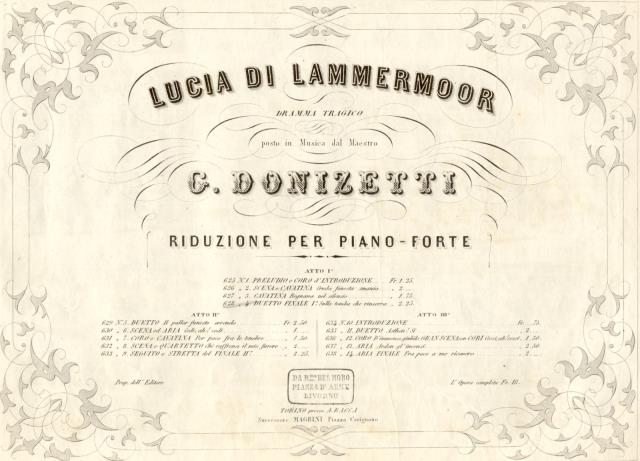 LUCIA DI LAMMERMOOR (1835). Dramma tragico. Duetto Finale I° "Sulla …