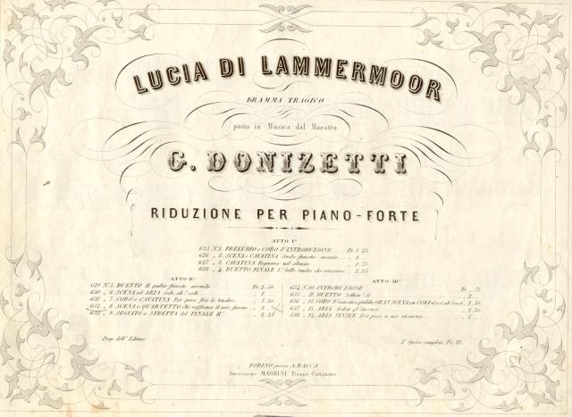 LUCIA DI LAMMERMOOR (1835). Dramma tragico. Scena e Quartetto "Chi …