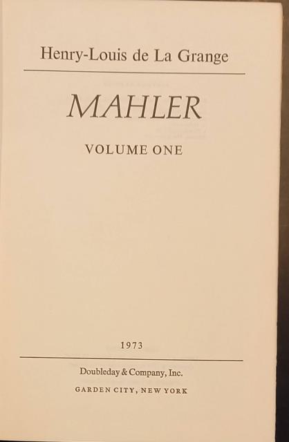 MAHLER. Volume one [unico pubblicato].