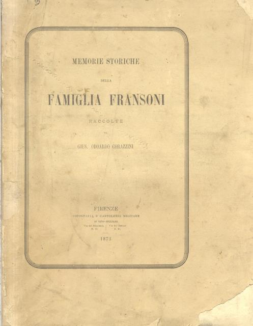 MEMORIE STORICHE DELLA FAMIGLIA FRANSONI.