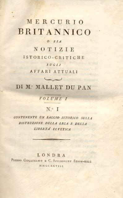 MERCURIO BRITANNICO o sia NOTIZIE ISTORICO-CRITICHE SUGLI AFFARI ATTUALI. 1798-1799.