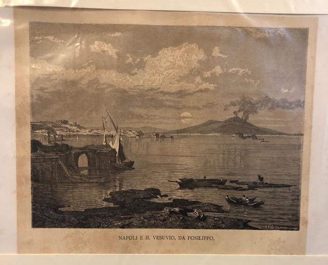 NAPOLI E IL VESUVIO, DA POSILLIPO. Incisione originale tratta da …