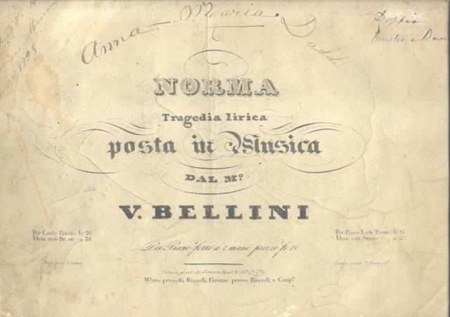 NORMA (1831). Tragedia lirica ridotta per Pianoforte a quattro mani …