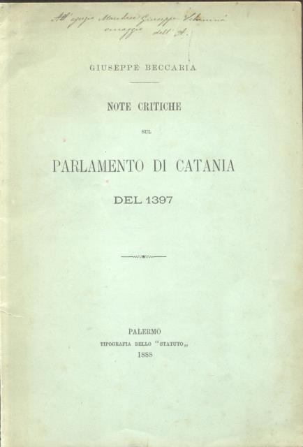 NOTE CRITICHE SUL PARLAMENTO DI CATANIA DEL 1397.