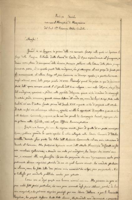 NOTIZIE STORICHE INTORNO AL MONASTERO DI MAGUZANO. Letto all'Ateneo di …