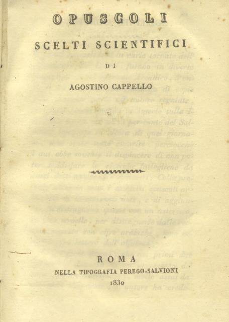 OPUSCOLI SCELTI SCIENTIFICI.