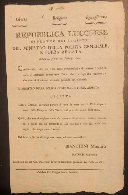 Ordine di portare il lume dopo il suolo della campana …
