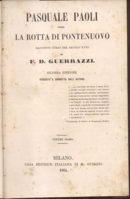 PASQUALE PAOLI ossia LA ROTTA DI PONTENUOVO. Racconto corso del …