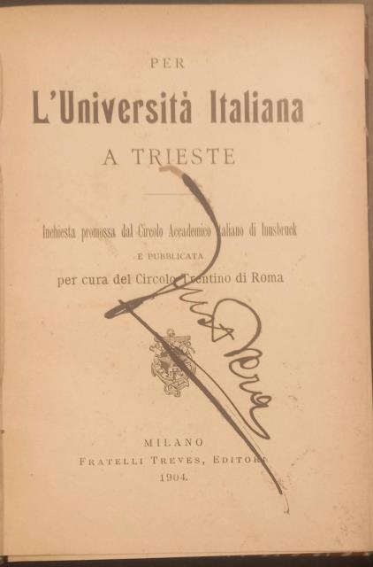 PER L'UNIVERSITÀ ITALIANA A TRIESTE. Inchiesta promossa dal Circolo Accademico …