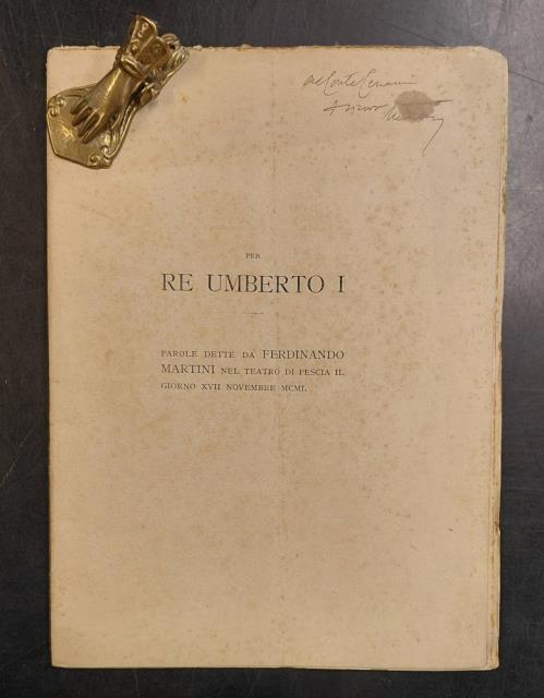PER RE UMBERTO I. Parole dette nel Teatro di Pescia …