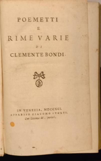 POEMETTI E RIME VARIE / LE CONVERSAZIONI. 1791 / 1793.