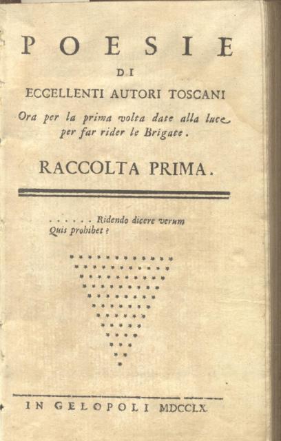 POESIE DI ECCELLENTI AUTORI TOSCANI. Ora per la prima volta …