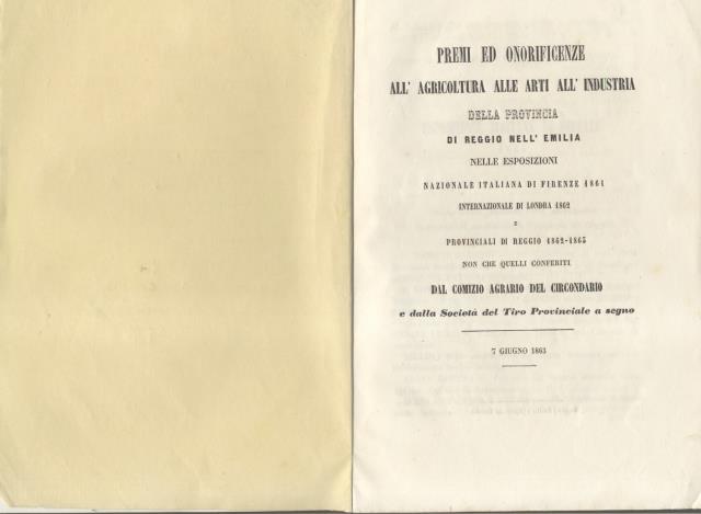 Premi e onorificenze all'agricoltura, alle arti, all'industria, della provincia di …