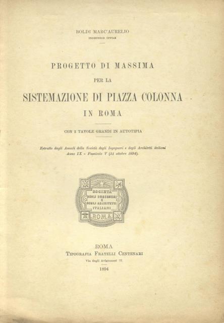 PROGETTO DI MASSIMA PER LA SISTEMAZIONE DI PIAZZA COLONNA IN …