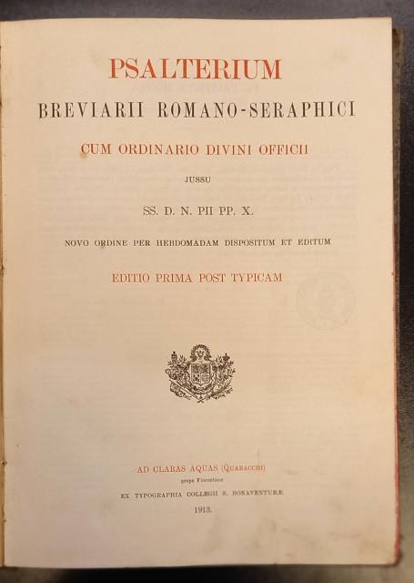 PSALTERIUM PROFANUM. Breviarii romano - seraphici cum ordinario divini officii …
