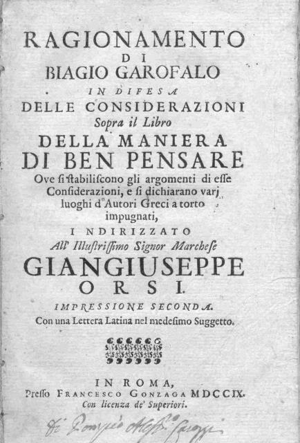 RAGIONAMENTO IN DIFESA DELLE CONSIDERAZIONI SOPRA IL LIBRO "DELLA MANIERA …