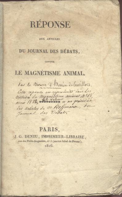 Réponse aux articles du "Journal des débats" contre le magnétisme …