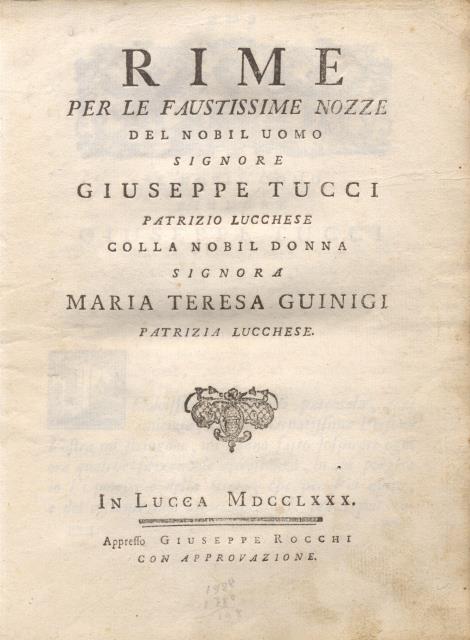 RIME PER LE FAUSTISSIME NOZZE DEL NOBIL UOMO SIGNORE GIUSEPPE …