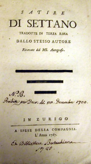SATIRE TRADOTTE IN TERZA RIMA DALLO STESSO AUTORE. Ricavate dal …