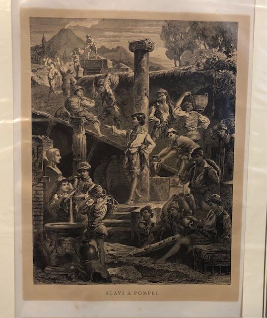 SCAVI A POMPEI. Incisione originale tratta da "Viaggio pittoresco dall'Alpi …