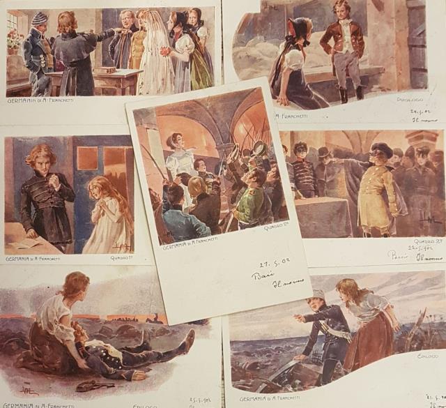 Serie di 7 cartoline postali raffiguranti l'opera "Germania" di Alberto …