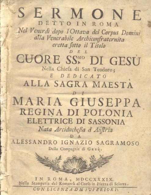 Sermone detto in Roma nel venerdì dopo l'ottava del Corpus …