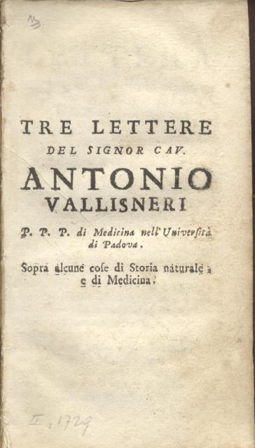 SOPRA ALCUNE COSE DI STORIA NATURALE E DI MEDICINA. Tre …
