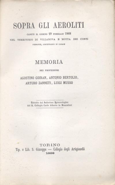 SOPRA GLI AEROLITI CADUTI IL GIORNO 29 FEBBRAIO 1868 NEL …