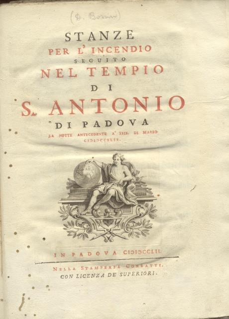 STANZE PER L'INCENDIO SEGUITO NEL TEMPIO DI S.ANTONIO DI PADOVA …