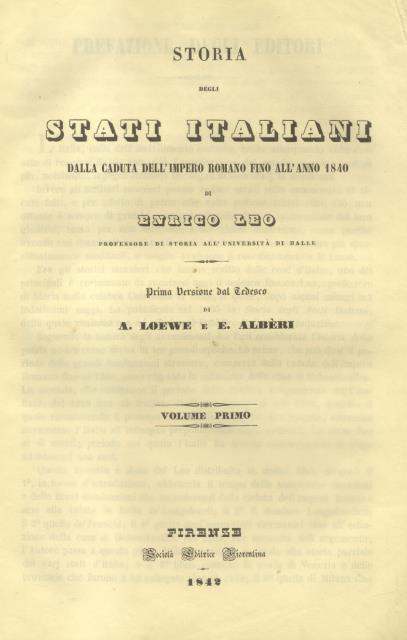 STORIA DEGLI STATI ITALIANI DALLA CADUTA DELL'IMPERO ROMANO FINO ALL'ANNO …