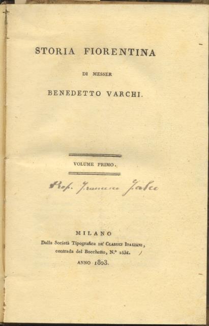STORIA FIORENTINA. 1803-1804.