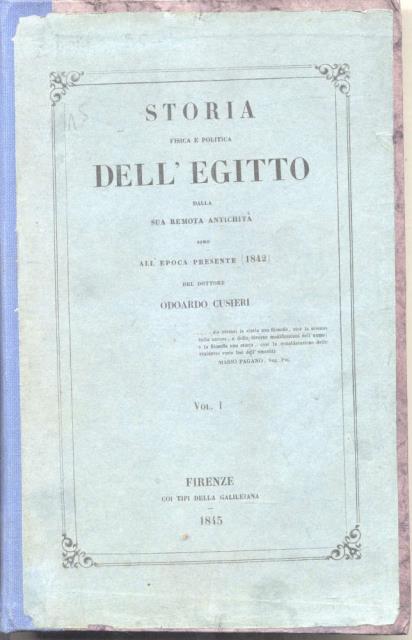 STORIA FISICA E POLITICA DELL'EGITTO. Dalle prime memorie de' suoi …