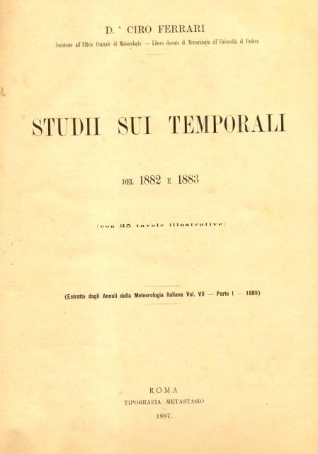 STUDII SUI TEMPORALI DEL 1882 E 1883.