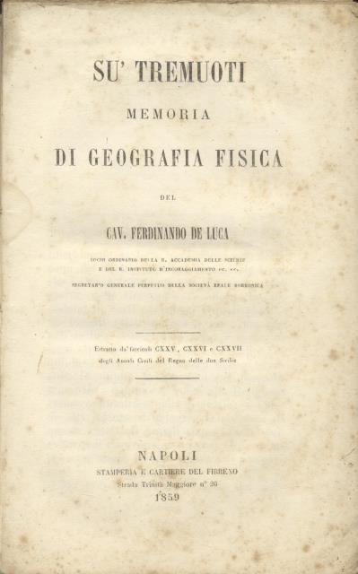 SU' TREMUOTI. Memoria di Geografia fisica.