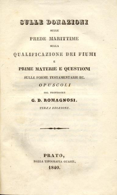 SULLE DONAZIONI, SULLE PREDE MARITTIME, SULLA QUALIFICAZIONE DEI FIUMI E …