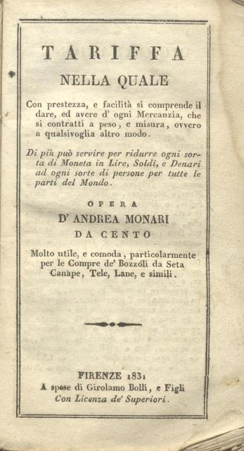 TARIFFA NELLA QUALE CON PRESTEZZA, E FACILITA' SI COMPRENDE IL …