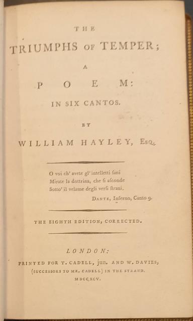 THR TRIUMPHS OF TEMPER. A Poem in six Cantos. The …